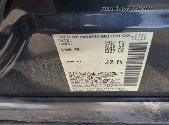 1N4AL3AP0GC130948 2016 NISSAN ALTIMA Черный Вид подкапотного пространства