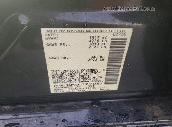 1N4AL3AP0GC177087 2016 NISSAN ALTIMA Black ძრავის განყოფილების ხედი