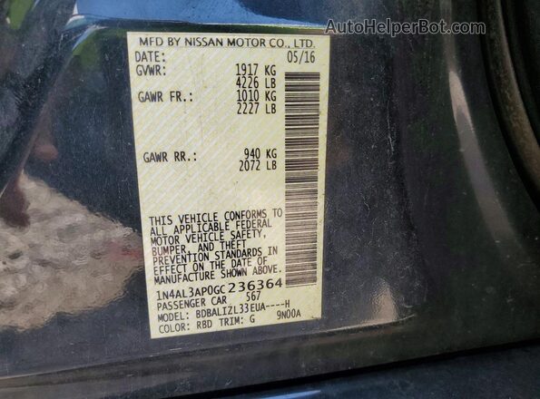 1N4AL3AP0GC236364 2016 NISSAN ALTIMA Gray Engine compartment view