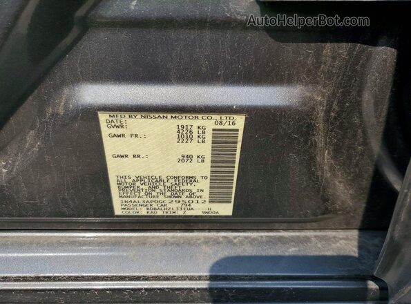 1N4AL3AP0GC295012 2016 NISSAN ALTIMA Серебряный Вид подкапотного пространства
