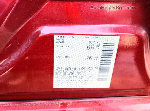 1N4AL3AP0GN318082 2016 NISSAN ALTIMA Red VIN კოდის სტიკერის ხედი