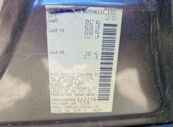 1N4AL3AP0GN322276 2016 NISSAN ALTIMA Gray VIN sticker view