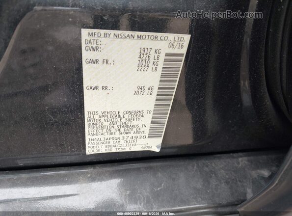 1N4AL3AP0GN374930 2016 NISSAN ALTIMA Gray Vista del compartimento del motor