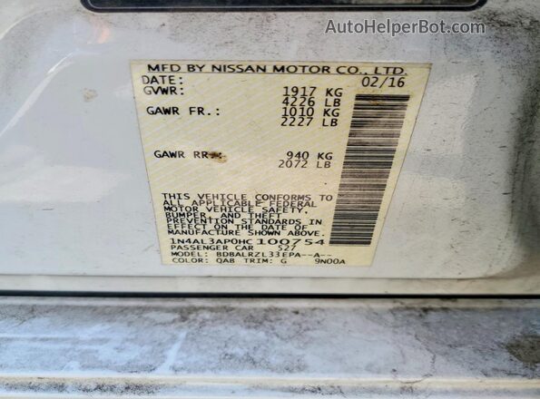 1N4AL3AP0HC100754 2017 NISSAN ALTIMA White Engine compartment view