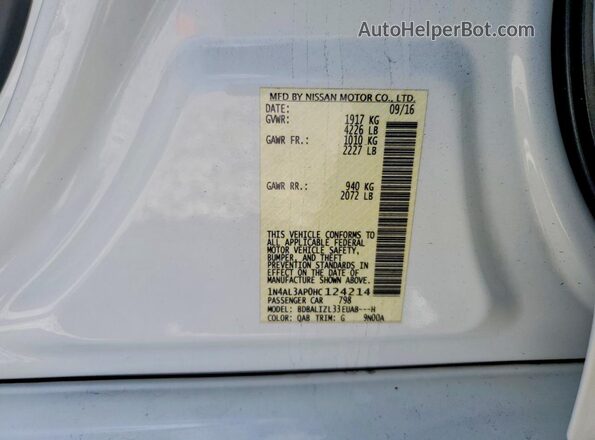 1N4AL3AP0HC124214 2017 NISSAN ALTIMA Белый Вид подкапотного пространства