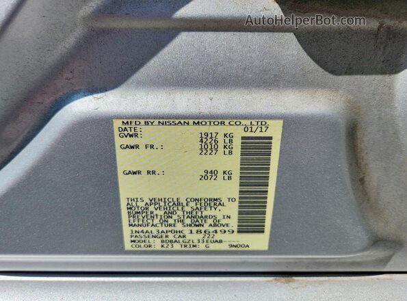 1N4AL3AP0HC186499 2017 NISSAN ALTIMA Silver Вид підкапотного простору