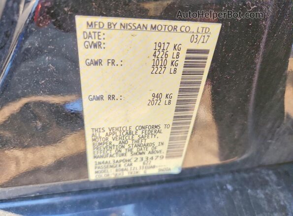 1N4AL3AP0HC233479 2017 NISSAN ALTIMA Черный Вид подкапотного пространства