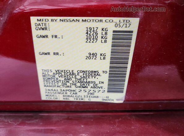 1N4AL3AP0HC257572 2017 NISSAN ALTIMA Red 