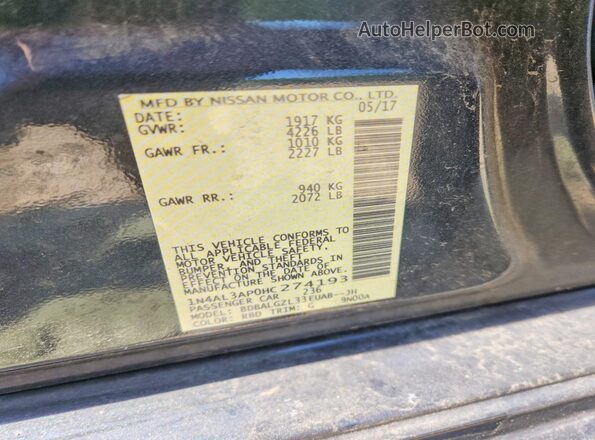 1N4AL3AP0HC274193 2017 NISSAN ALTIMA Gray Вид підкапотного простору