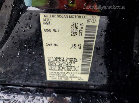 1N4AL3AP0HC291124 2017 NISSAN ALTIMA Black ძრავის განყოფილების ხედი