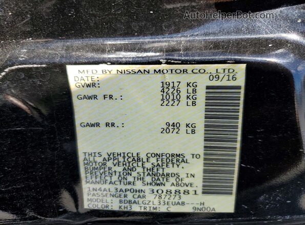 1N4AL3AP0HN308881 2017 NISSAN ALTIMA Black Engine compartment view