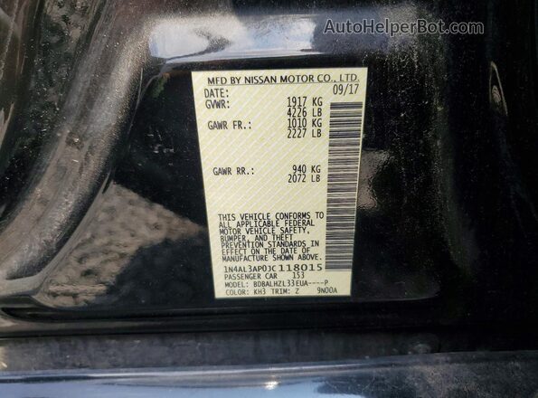 1N4AL3AP0JC118015 2018 NISSAN ALTIMA Black Շարժիչի բաժամունքի տեսք