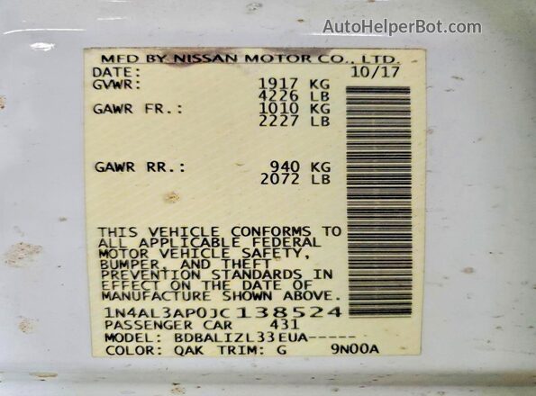 1N4AL3AP0JC138524 2018 NISSAN ALTIMA White Вид підкапотного простору