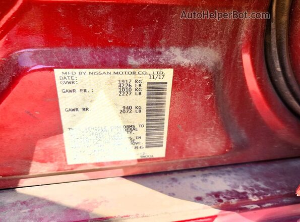 1N4AL3AP0JC154786 2018 NISSAN ALTIMA Burgundy Widok komory silnika