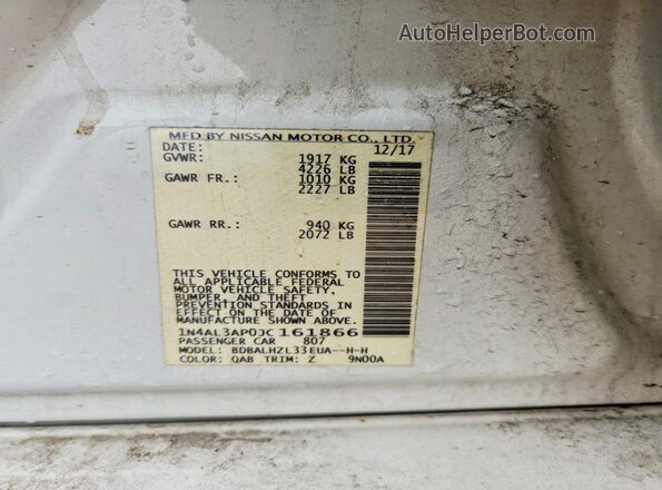 1N4AL3AP0JC161866 2018 NISSAN ALTIMA White Շարժիչի բաժամունքի տեսք