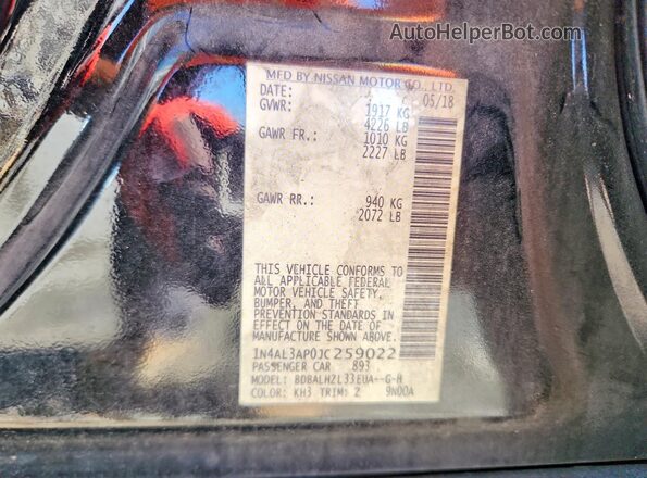 1N4AL3AP0JC259022 2018 NISSAN ALTIMA Black Widok komory silnika