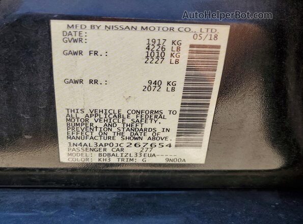 1N4AL3AP0JC267654 2018 NISSAN ALTIMA Черный Вид подкапотного пространства