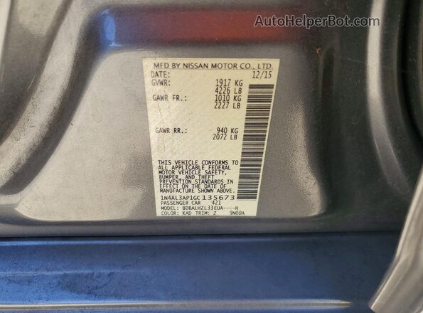 1N4AL3AP1GC135673 2016 NISSAN ALTIMA Серый Вид подкапотного пространства