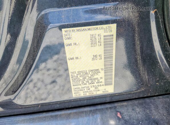 1N4AL3AP1GC191984 2016 NISSAN ALTIMA Charcoal Շարժիչի բաժամունքի տեսք