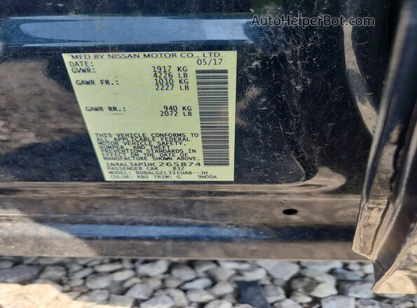 1N4AL3AP1HC265874 2017 NISSAN ALTIMA Черный Вид наклейки с VIN-кодом
