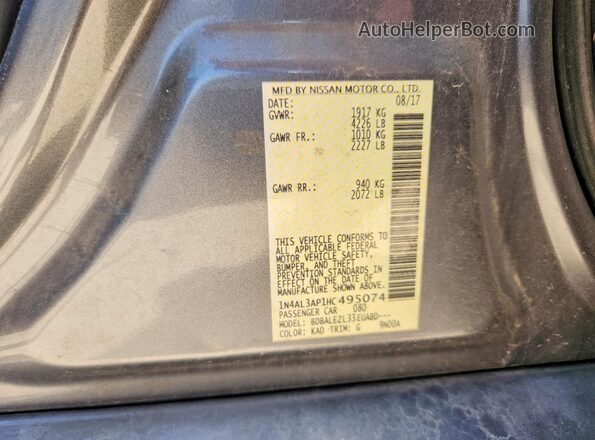 1N4AL3AP1HC495074 2017 NISSAN ALTIMA Gray Widok komory silnika