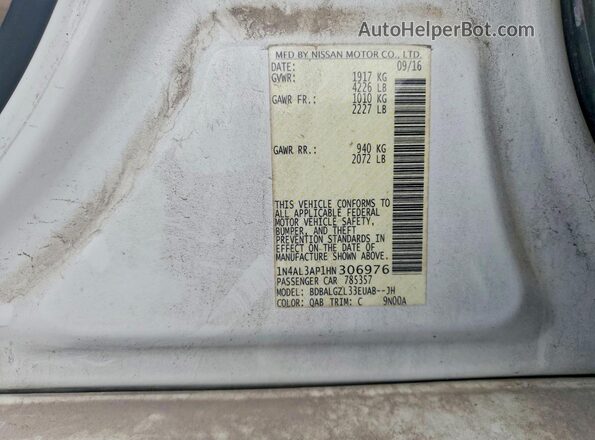 1N4AL3AP1HN306976 2017 NISSAN ALTIMA White ძრავის განყოფილების ხედი