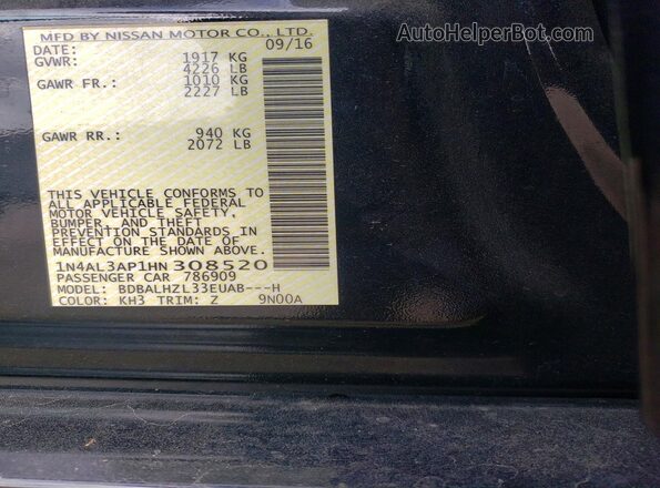 1N4AL3AP1HN308520 2017 NISSAN ALTIMA Black Շարժիչի բաժամունքի տեսք