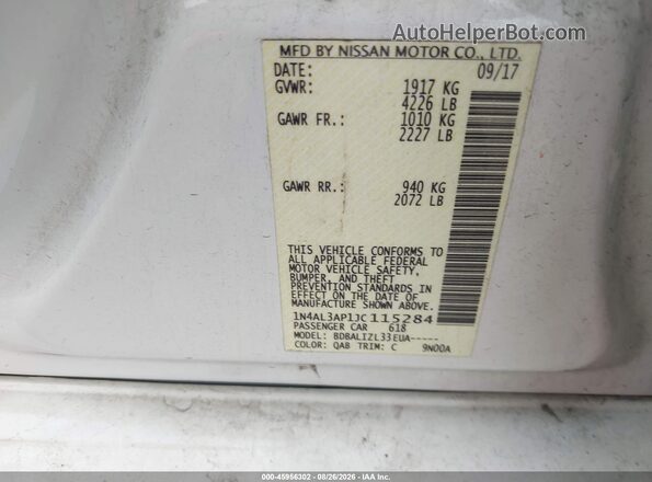1N4AL3AP1JC115284 2018 NISSAN ALTIMA White Engine compartment view