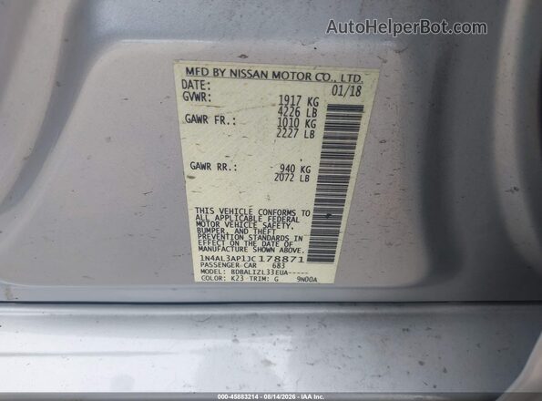 1N4AL3AP1JC178871 2018 NISSAN ALTIMA Silver Engine compartment view