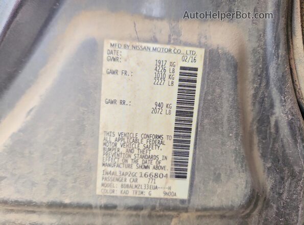 1N4AL3AP2GC166804 2016 NISSAN ALTIMA Gray Widok komory silnika