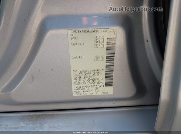 1N4AL3AP2GN327673 2016 NISSAN ALTIMA Gray ძრავის განყოფილების ხედი