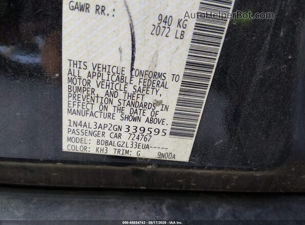 1N4AL3AP2GN339595 2016 NISSAN ALTIMA Черный Вид подкапотного пространства