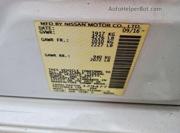 1N4AL3AP2HC129477 2017 NISSAN ALTIMA White Vista del compartimento del motor