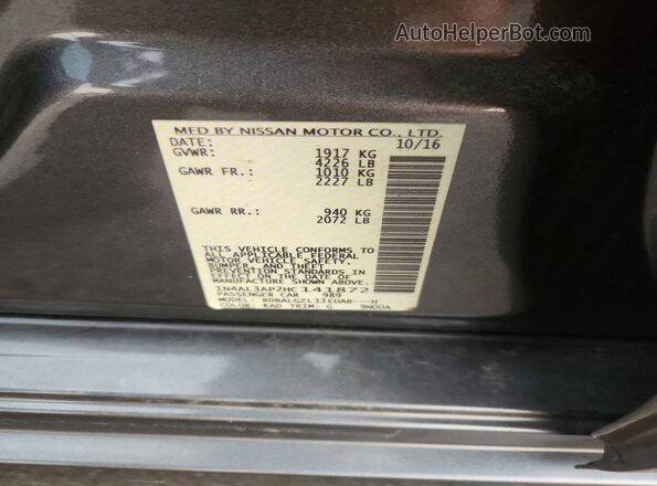 1N4AL3AP2HC141872 2017 NISSAN ALTIMA Gray ძრავის განყოფილების ხედი