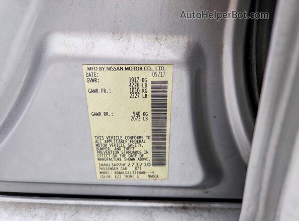 1N4AL3AP2HC273210 2017 NISSAN ALTIMA Silver Widok komory silnika