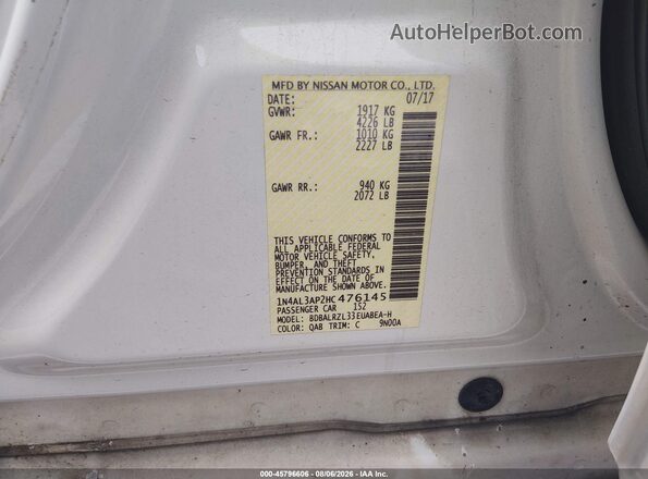 1N4AL3AP2HC476145 2017 NISSAN ALTIMA White Շարժիչի բաժամունքի տեսք