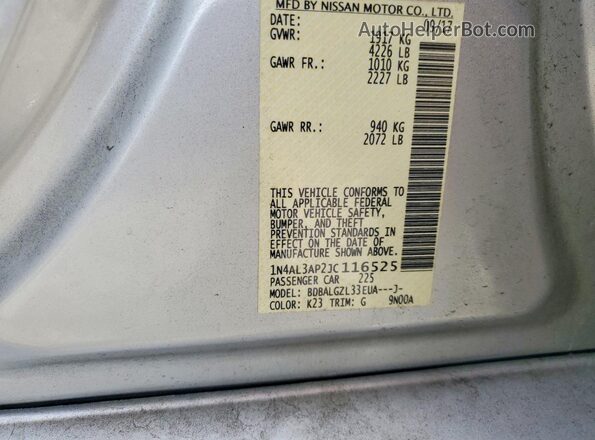 1N4AL3AP2JC116525 2018 NISSAN ALTIMA Silver Vista del compartimento del motor