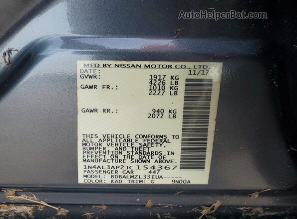 1N4AL3AP2JC154367 2018 NISSAN ALTIMA Черный Вид подкапотного пространства