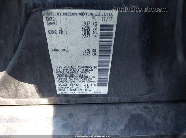 1N4AL3AP2JC158760 2018 NISSAN ALTIMA Black Շարժիչի բաժամունքի տեսք