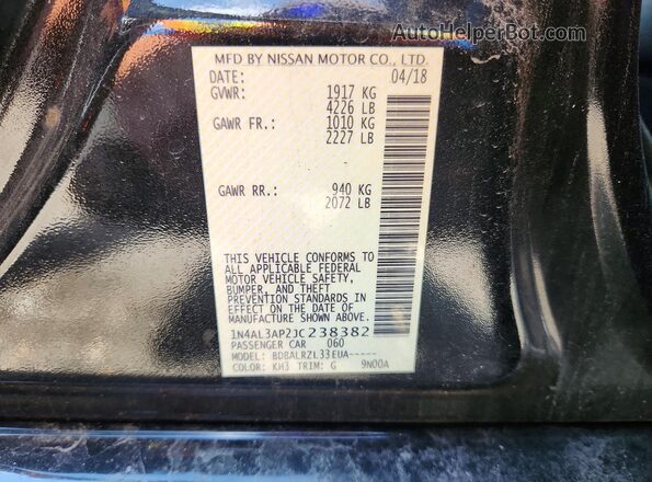 1N4AL3AP2JC238382 2018 NISSAN ALTIMA Black Вид підкапотного простору