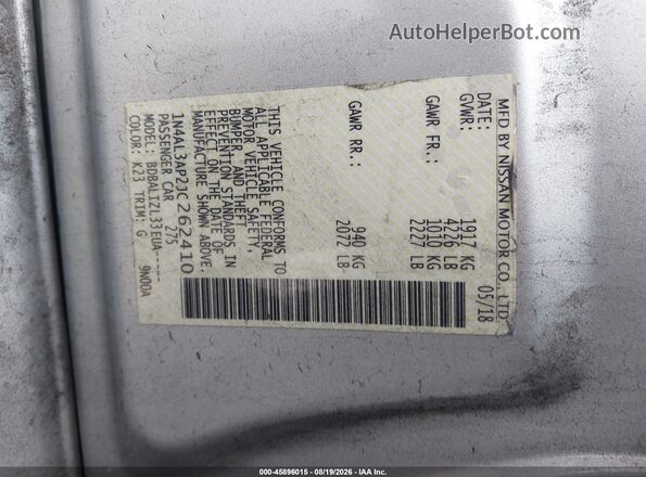 1N4AL3AP2JC262410 2018 NISSAN ALTIMA Silver Vista del compartimento del motor