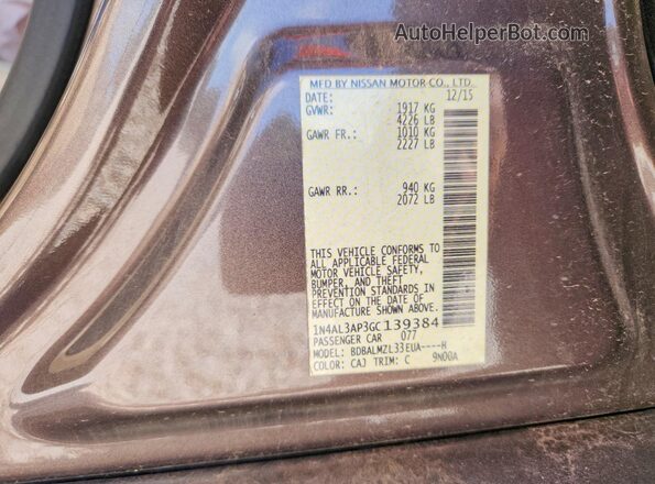 1N4AL3AP3GC139384 2016 NISSAN ALTIMA Gray Շարժիչի բաժամունքի տեսք