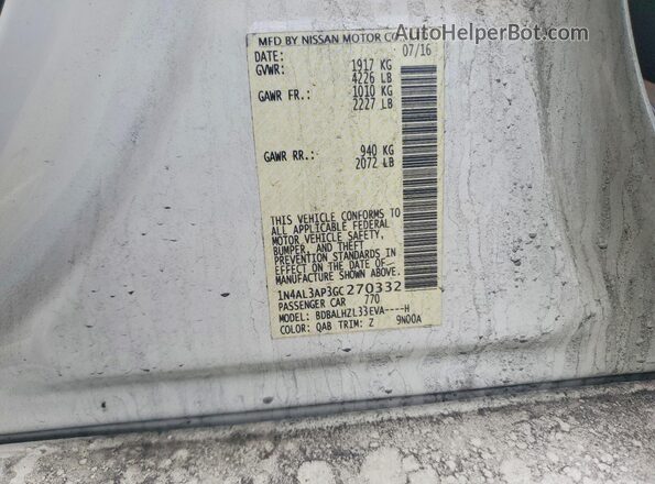 1N4AL3AP3GC270332 2016 NISSAN ALTIMA White Engine compartment view
