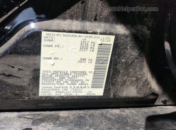 1N4AL3AP3GN334485 2016 NISSAN ALTIMA Черный Вид подкапотного пространства