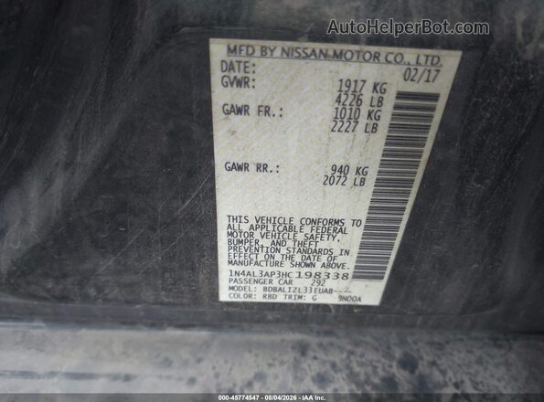 1N4AL3AP3HC198338 2017 NISSAN ALTIMA Gray Вид підкапотного простору
