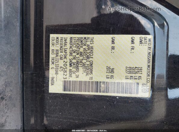 1N4AL3AP3HC205823 2017 NISSAN ALTIMA Black Вид підкапотного простору