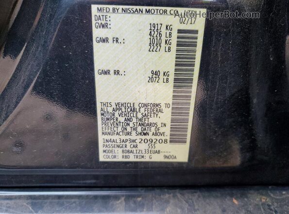 1N4AL3AP3HC209208 2017 NISSAN ALTIMA Black Вид підкапотного простору