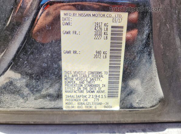 1N4AL3AP3HC219415 2017 NISSAN ALTIMA Black Շարժիչի բաժամունքի տեսք