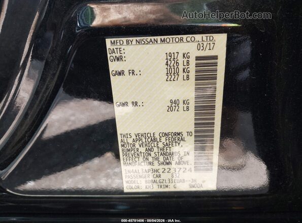 1N4AL3AP3HC223724 2017 NISSAN ALTIMA Black Vista del compartimento del motor
