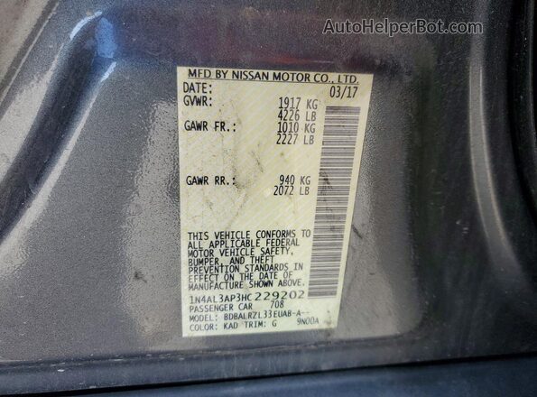 1N4AL3AP3HC229202 2017 NISSAN ALTIMA Gray Vista del compartimento del motor